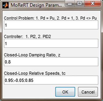 178 Appendix A: MoReRT Controllers Design Demo Software kp = 0.81863 ti = 1.2085 td = 0 ba = 0.90726 Ms = 1.573 == MoReRT PID2 controller parameters == Action = reverse (+) Kp = 0.40931 Ti = 6.