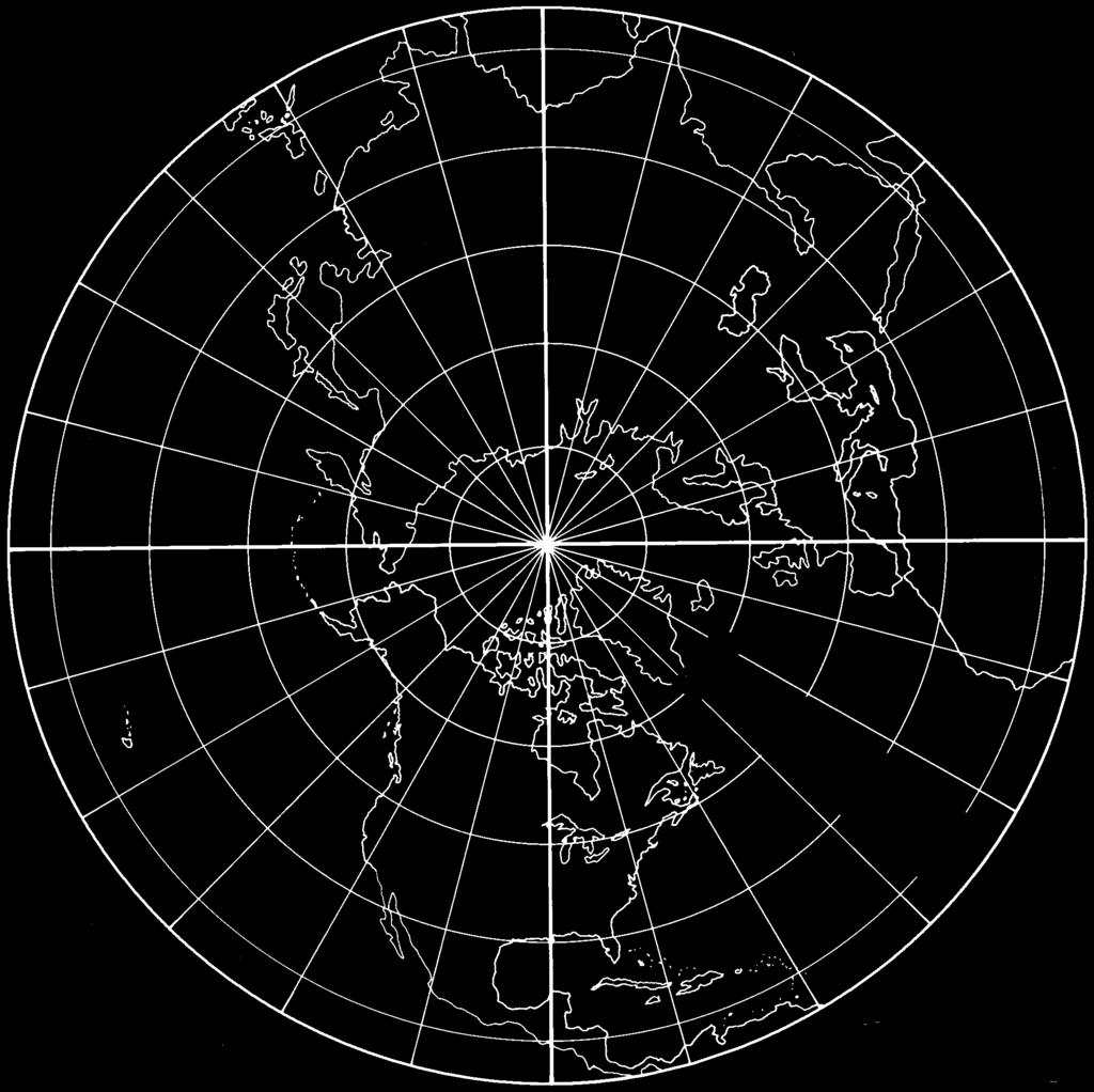 Although a polar view is the conventional orientation of such a map, it could be centered anywhere on Earth.