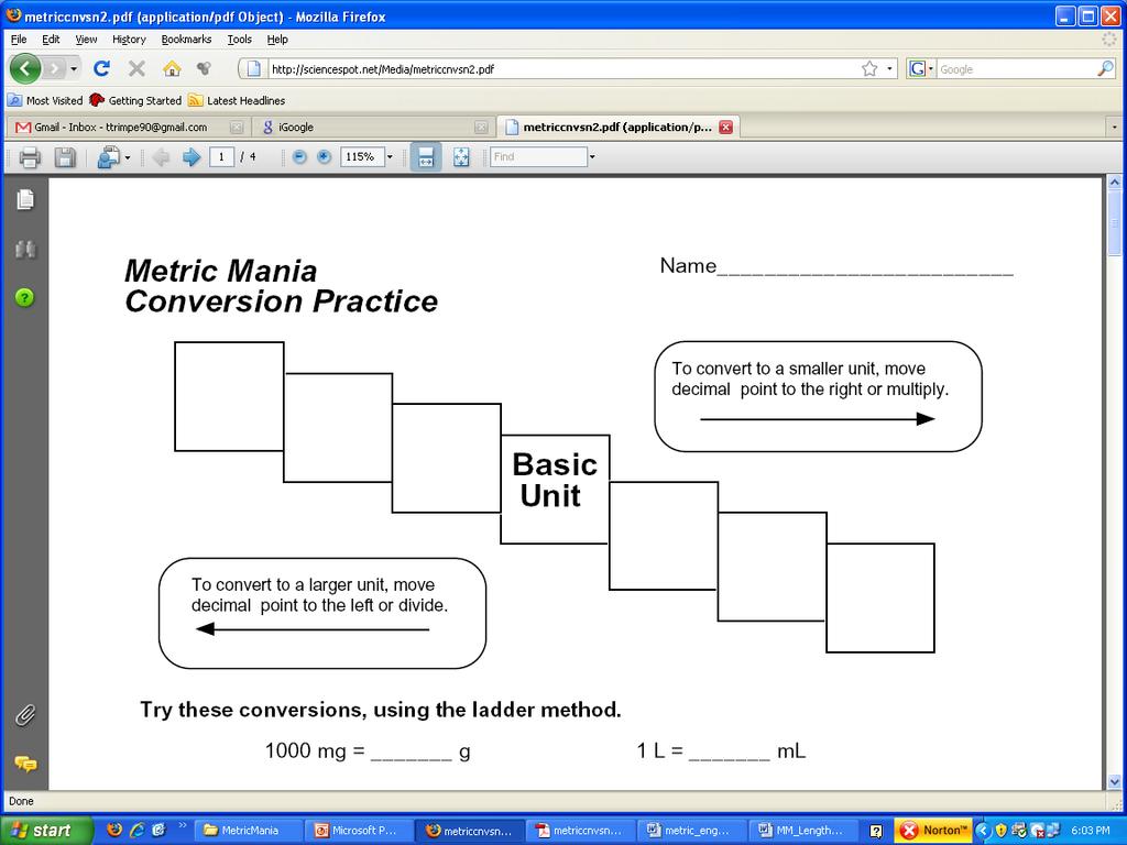 KILO 1000 Units 1 2 HECTO 100 Units Ladder Method DEKA 10 Units 3 Meters Liters Grams DECI 0.1 Unit CENTI 0.01 Unit MILLI 0.001 Unit How do you use the ladder method?
