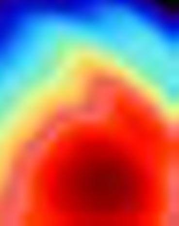 The background colour (red/warms colours indicate large energy release locations and blue/cold colours show low energy release regions) shows the low-frequency energy distribution around 80 seconds