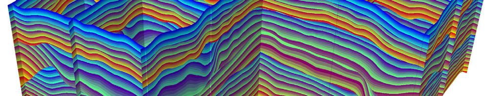 The most convenient way is probably to slice through the entire model with the seismic amplitude in the background, the stratigraphic trends displayed as lines and the wells with facies and