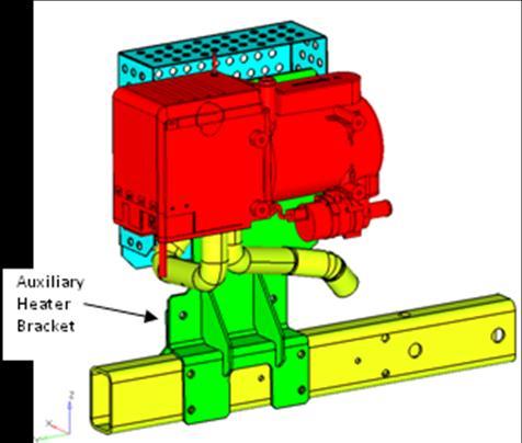 2. Finite Element Model The auxiliary heater bracket is mounted on the cross member of the rail chassis.