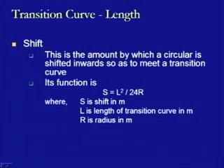 (Refer Slide Time: 18:40) Now, we come to the length of the transition curve.