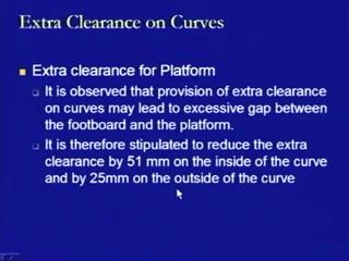 (Refer Slide Time: 48:40) So, another clearance which is to be checked is the extra clearance for platform now in this case of extra clearance for platform what happens is that, being observed that