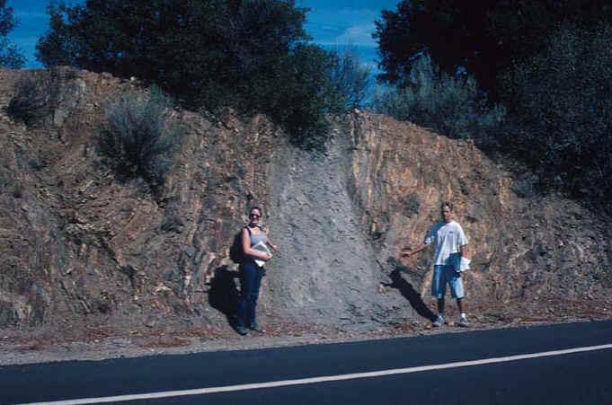 Close-up view: gouge and breccia in the fault zone (major, active fault) Close-up of