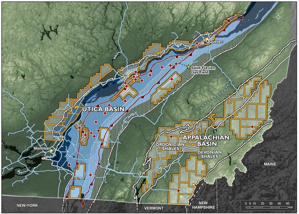 Southern Quebec Shale Wells 10 (Utica & Other) Well Vertical Horizontal Rates in