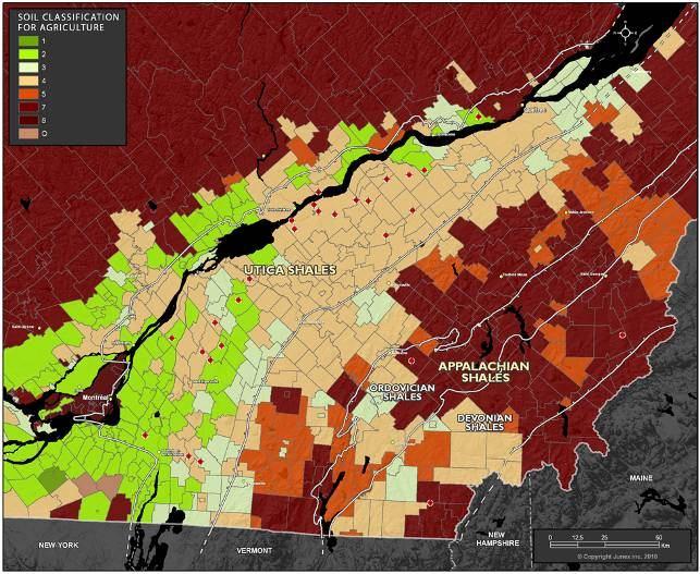 Land Management Considerations Agriculture & Shale Gas Exploration Green colors (Class 1-2-3) represent the area with the highest soil potential for agriculture Main Utica exploration operations to