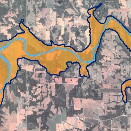 After georeferencing the input maps, KCMG converted the inundation zones shown on the maps to GIS data.