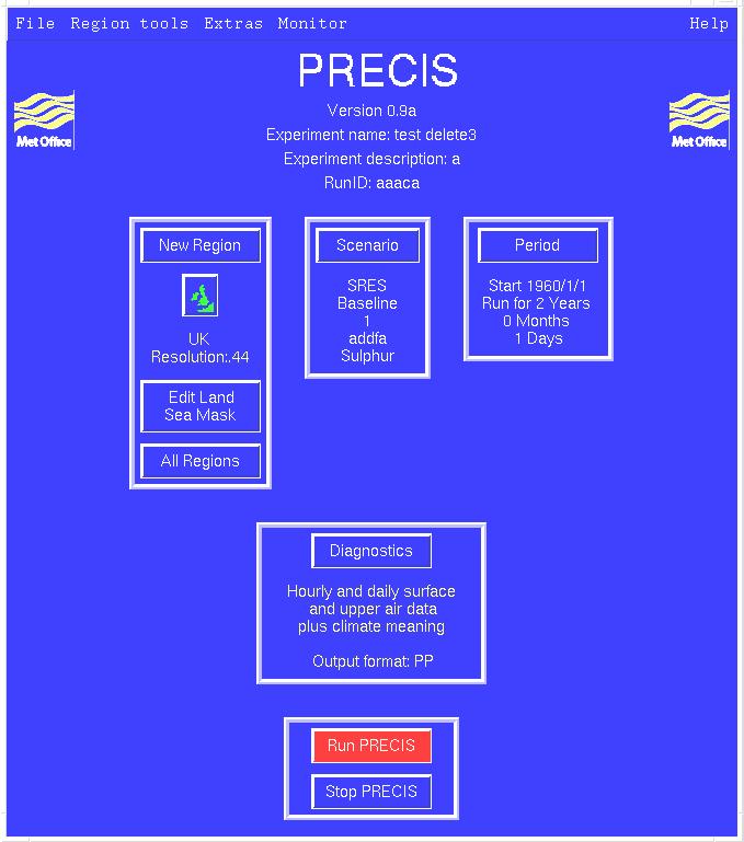 The PRECIS programme PC version of latest Hadley Centre RCM User interface to set up RCM experiments Data