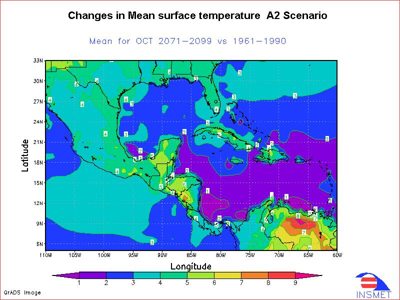 Debate The projected increase in temperature in Eastern Pacific near the coast of Mexico and the smaller increase