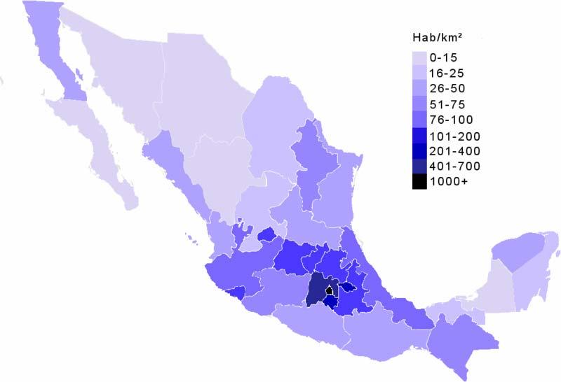 Population Density Map of Mexico, 2006 Source: Wikimedia
