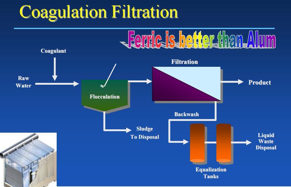 Coagulation/Filtration- Schematic Flocculation increases surface area for adsorption of arsenic
