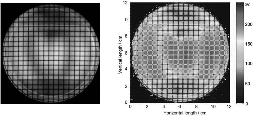 Figure 9 Discharge image and image processing for