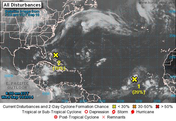 2-Day Tropical Outlook Atlantic Disturbance 1 (as of 8:00 a.m.