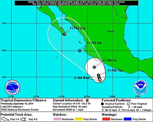 Eastern Pacific-Tropical Depression 15-E Tropical Depression Fifteen-E (as of