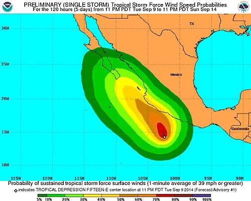 EDT) Located 245 miles SW of Acapulco, Mexico Moving NNW at 1 mph A NW or NNW