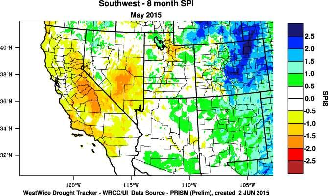 Water Year Standardized Precipitation Index (SPI) wet dry