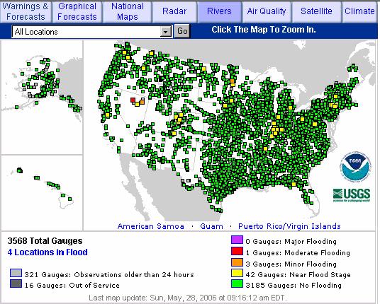 Advanced Hydrologic Prediction Service Flood early warning system Network of 3568 stream gauges Providing current river flow/stage