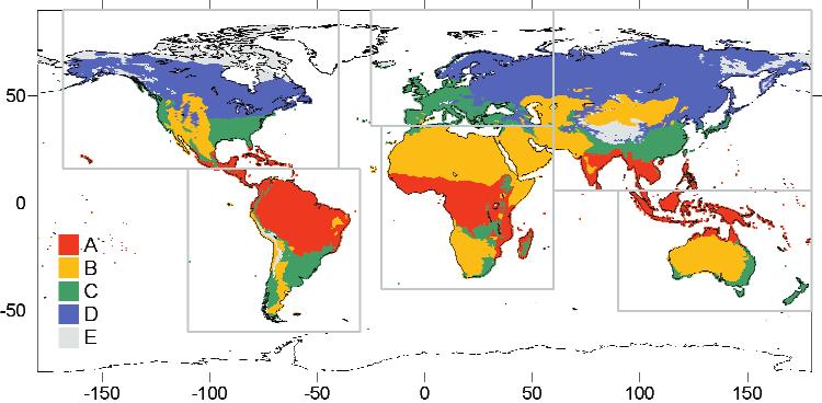 142 DWD Klimastatusbericht 2005 Fig. 1 Spatial distribution of the five main Köppen climate types determined for the period 1951 2000.