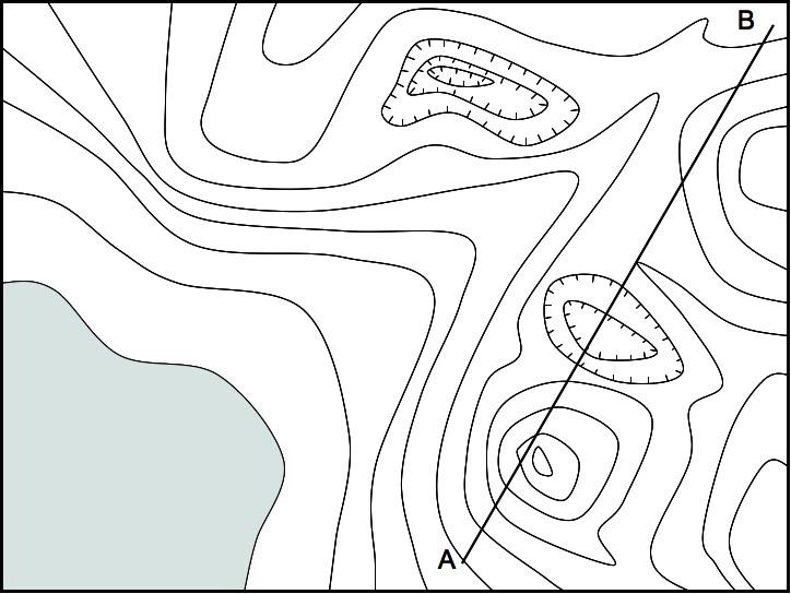 11. The topographic map below has been drawn using 20m contour intervals.