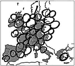 Figure 1 The bunch of grapes (Kunzmann, 1991) Inspired by the long history of multiple small states in medieval Germany and the tradition of central-place theory in German regional science, during