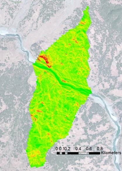 Channel network for Le Seuer sub-basin extracted in