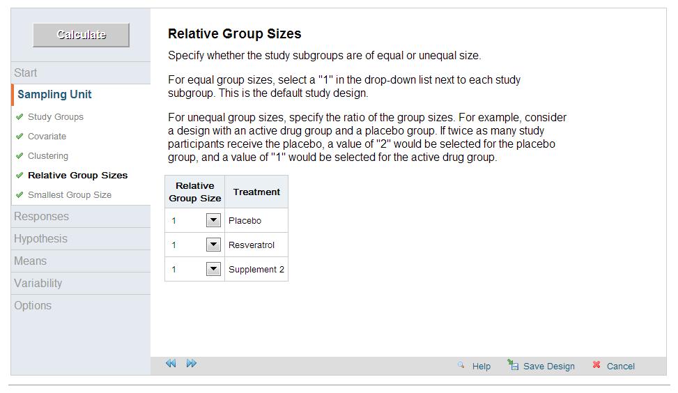 Use the Sample Size screen to specify the size of the smallest group for your sample size(s).