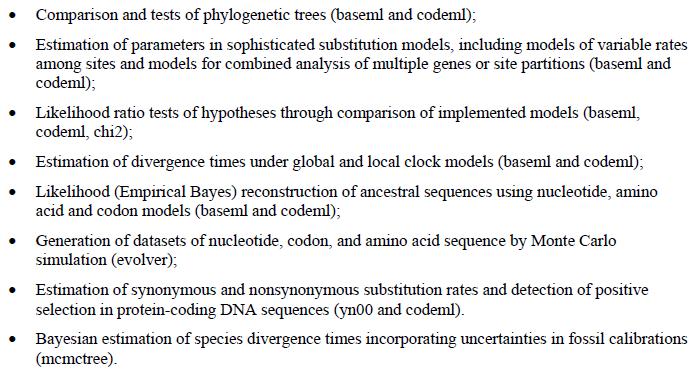 PAML Other phylogenetic tests