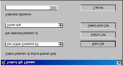In the Select by Theme dialog box, set the bar Select features of active themes that as Are Within Distance Of; the bar the selected features of as Shore.shp; the bar Selection distance as 3000.