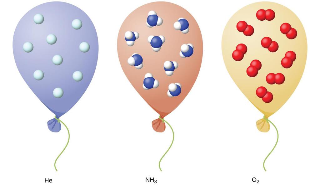 For the 3 balloons below at the same temperature According to KMT, K.E.
