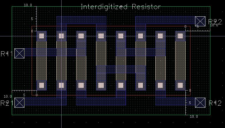 Well-Diffusion Resistor Example shows two long resistors for K range Alternatively, serpentine shapes can be used