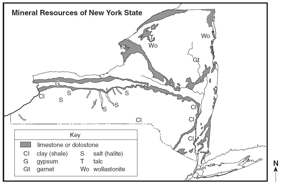 plain 17. The mineral wollastonite has a hardness of 4.5 to 5. Which New York State mineral could easily scratch wollastonite?