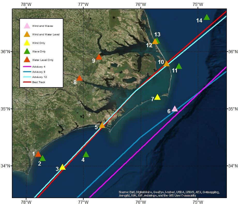 PART 2: Forecast predictions during Arthur (2014) Influence of track uncertainty on ASGS results Lines