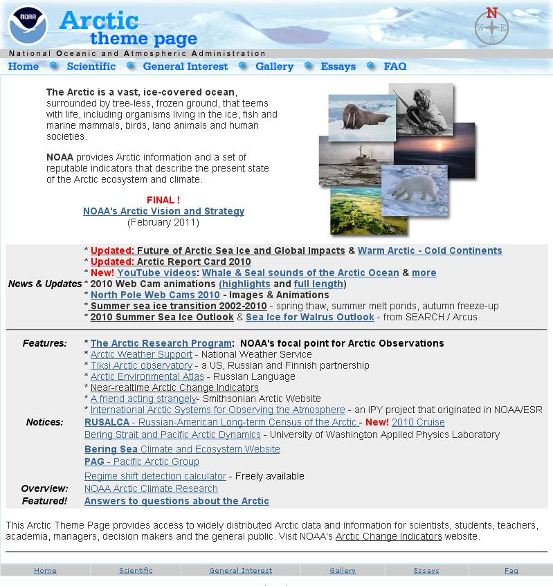 Resources on Arctic climate NOAA
