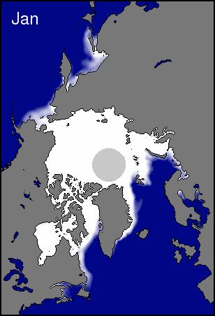 Sea ice extent varies through the year Average extent for