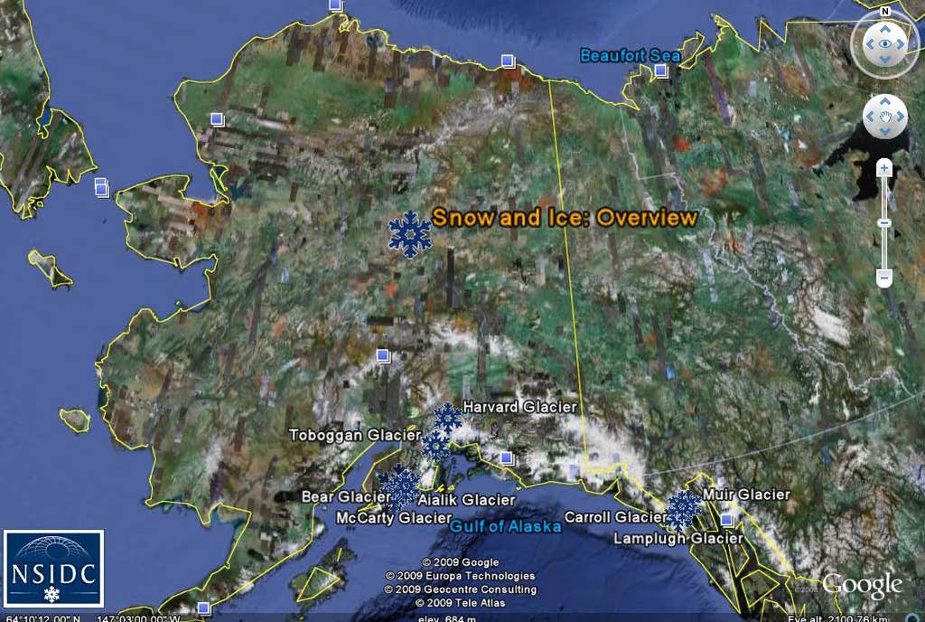 NSIDC data on Google Earth Sea ice