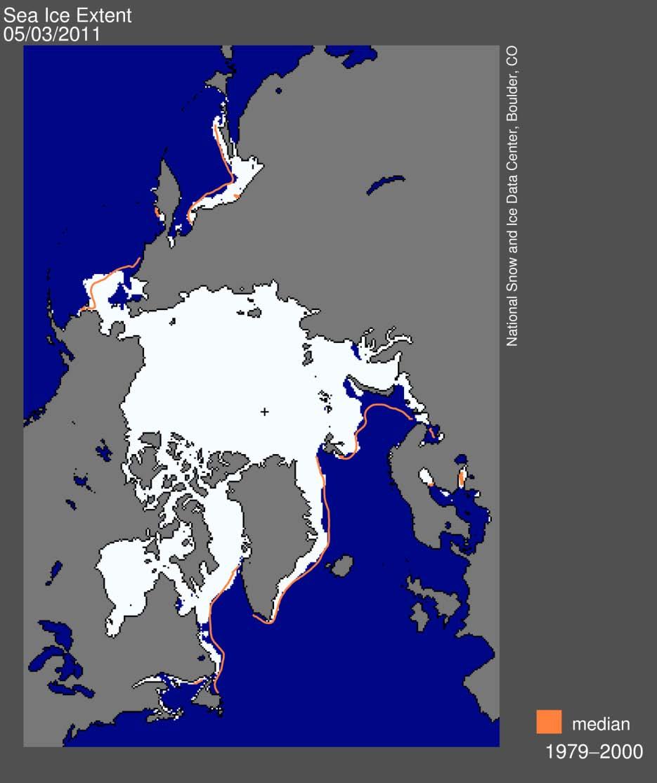 Heading into summer 2011 Sea Ice Extent, May 7, 2011 NSIDC