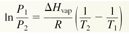 Clausius-Clapeyron Equation linear relation between temperature and vapor pressure
