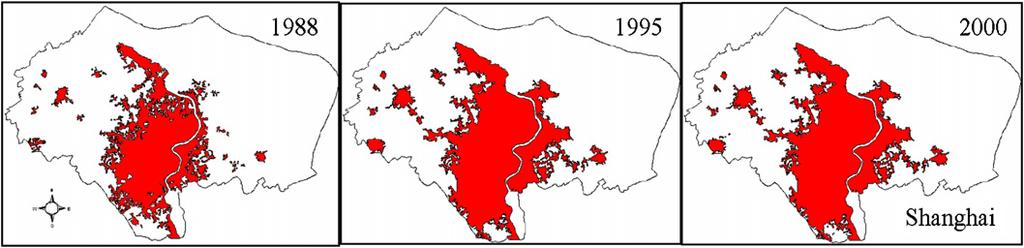 X. Deng et al. / Journal of Urban Economics 63 (2008) 96 115 103 (A) (B) (C) Fig. 1. Maps showing expansion of urban core in Shanghai (A), Kunming (B) and Yibin (C) from 1988 to 2000.
