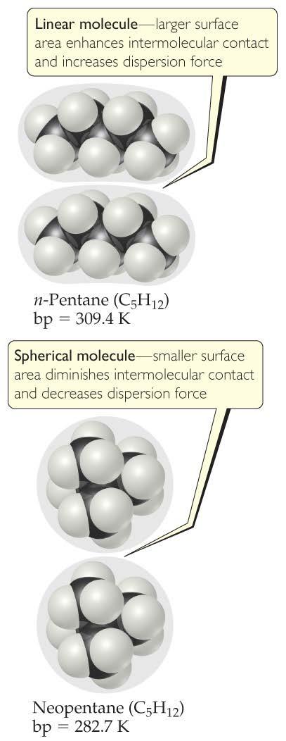 Factors Which Affect Amount of Dispersion Force in a Molecule number of electrons in an atom (more electrons, more dispersion
