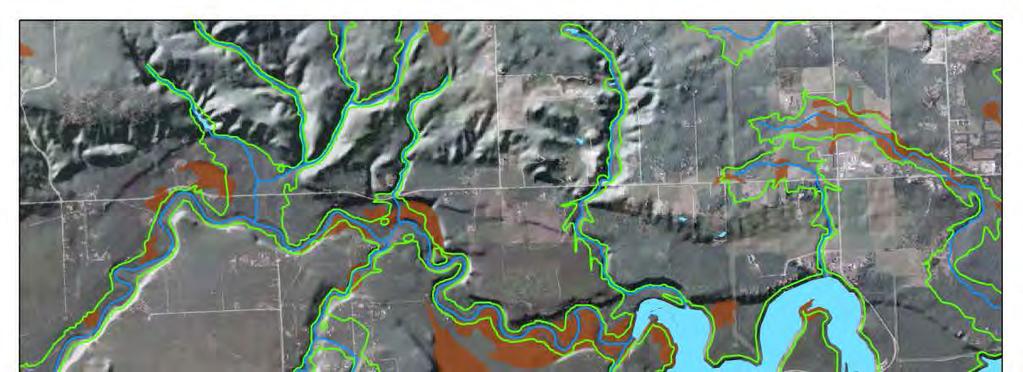 Figure 8. Riparian zones delineated with adjacent digital soil units.