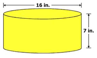 27 The diameter and height of a cylindrical container are shown. The container is filled completely with cheese sauce.