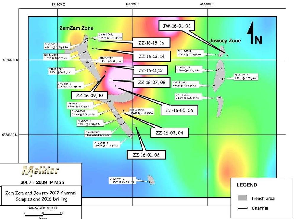 The 2016 drill program was done in three phases for three different objectives: Volcanic Hosted Mineralization The results of this section of the program were announced in the press release dated