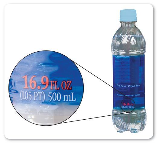 (l)rhoda Peacher, (r)janet Horton Photography Figure 1 The label gives the volume of water in the bottle in three different units: fluid ounces, pints, and milliliters.