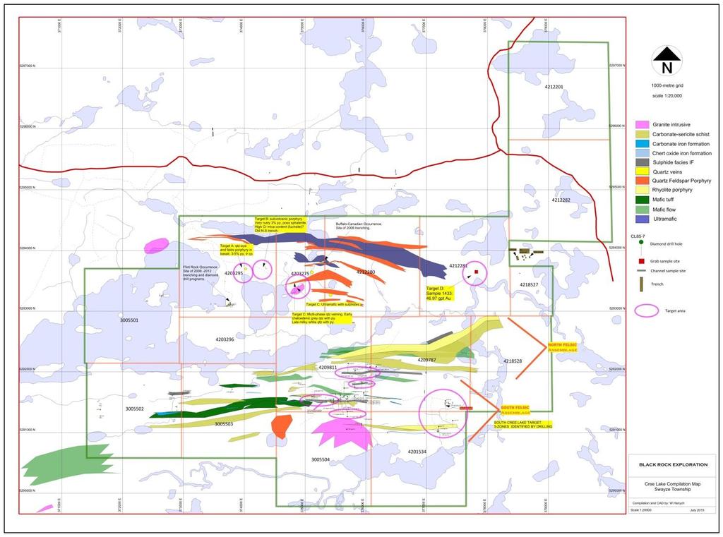 COMPILATION MAP 4 prospecting targets north of Cree Lake 5 immediate