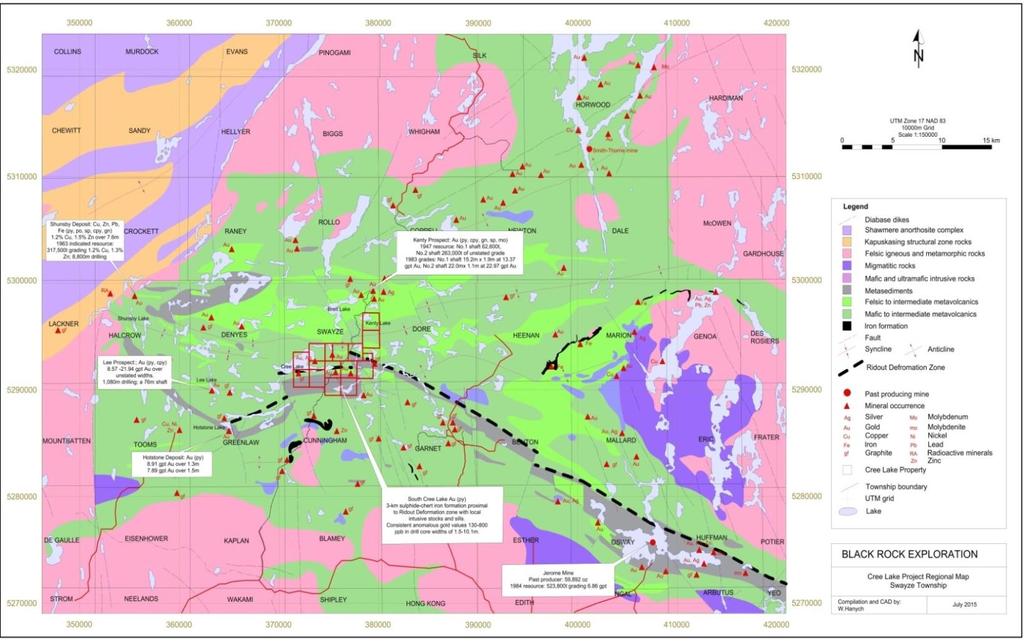 REGIONAL GEOLOGICAL SETTING SOUTH CREE LAKE TARGET HOSTS RIDOUT DEFORMATION ZONE A SIGNIFICANT DEFORMATION