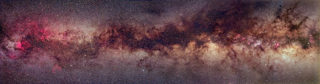 The dark lanes in the Milky Way are thus explained as clouds of dust hiding the light of stars beyond.