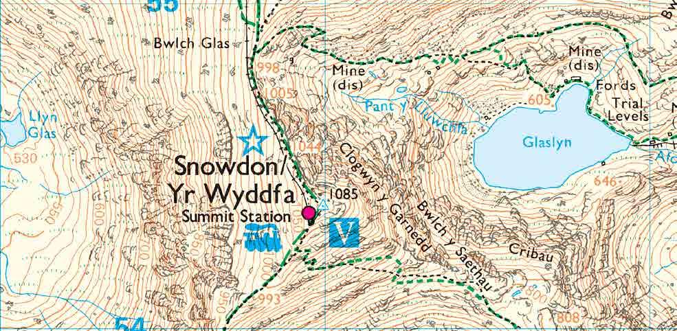 1:25 000 scale extract showing Snowdon, the highest mountain in Wales Crown copyright What are all the different symbols?