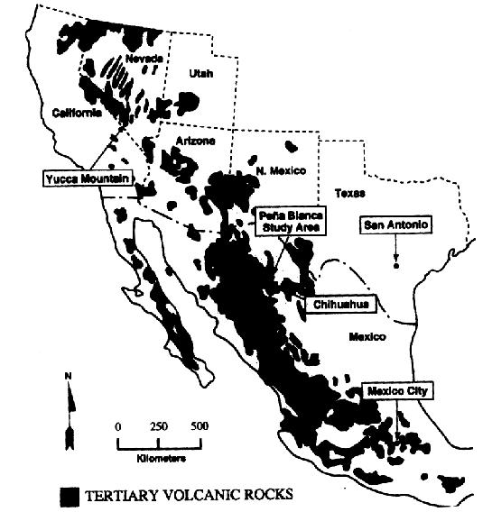 x + Pb) from uranium deposits U deposits similar to Yucca Mountain 44 Ma rhyolitic tuff,