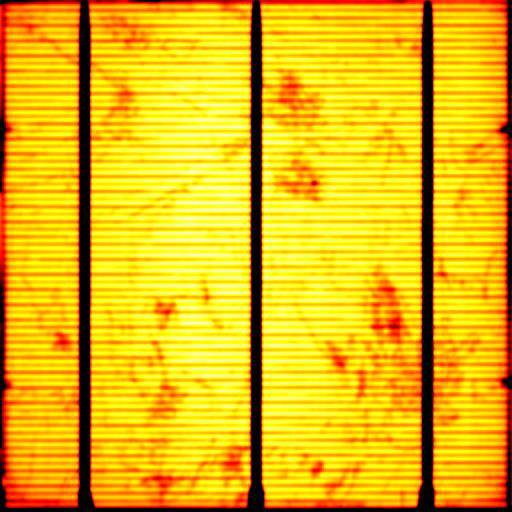 They also may stem partly from the blurring procedure, which not only blurs the dark LBIC lines but also the grid lines, which remain sharp in the PL evaluation. max (a) C i 0-10 a.u. (b) J 01 0-3*10-12 A/cm 2 (c) R s 0-1.